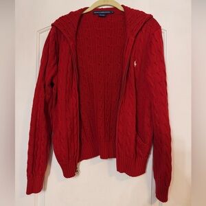 Vintage Ralph Lauren Sport Red Knit Zip Cardigan